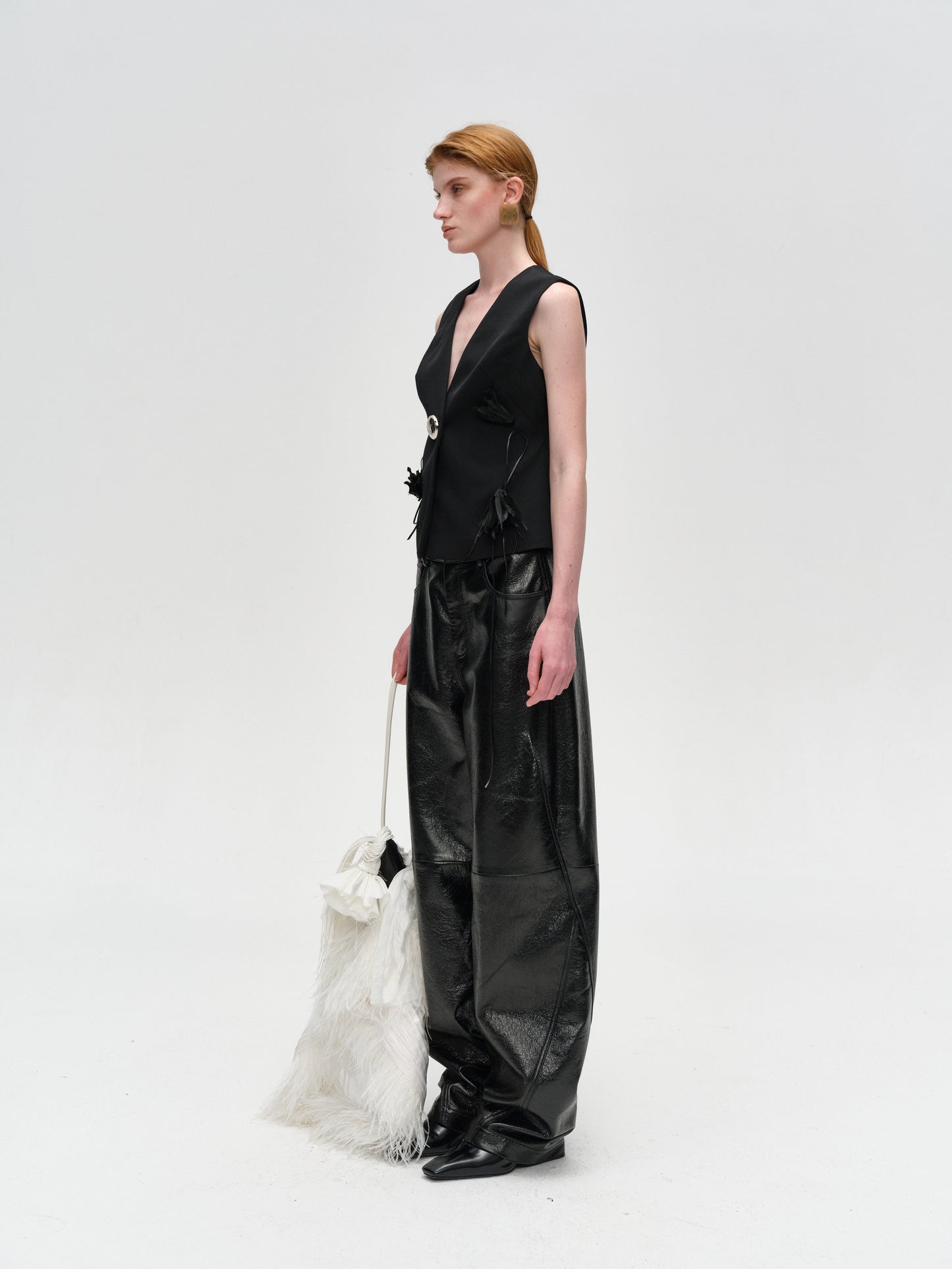 Black Distressed Lamb Leather Pants