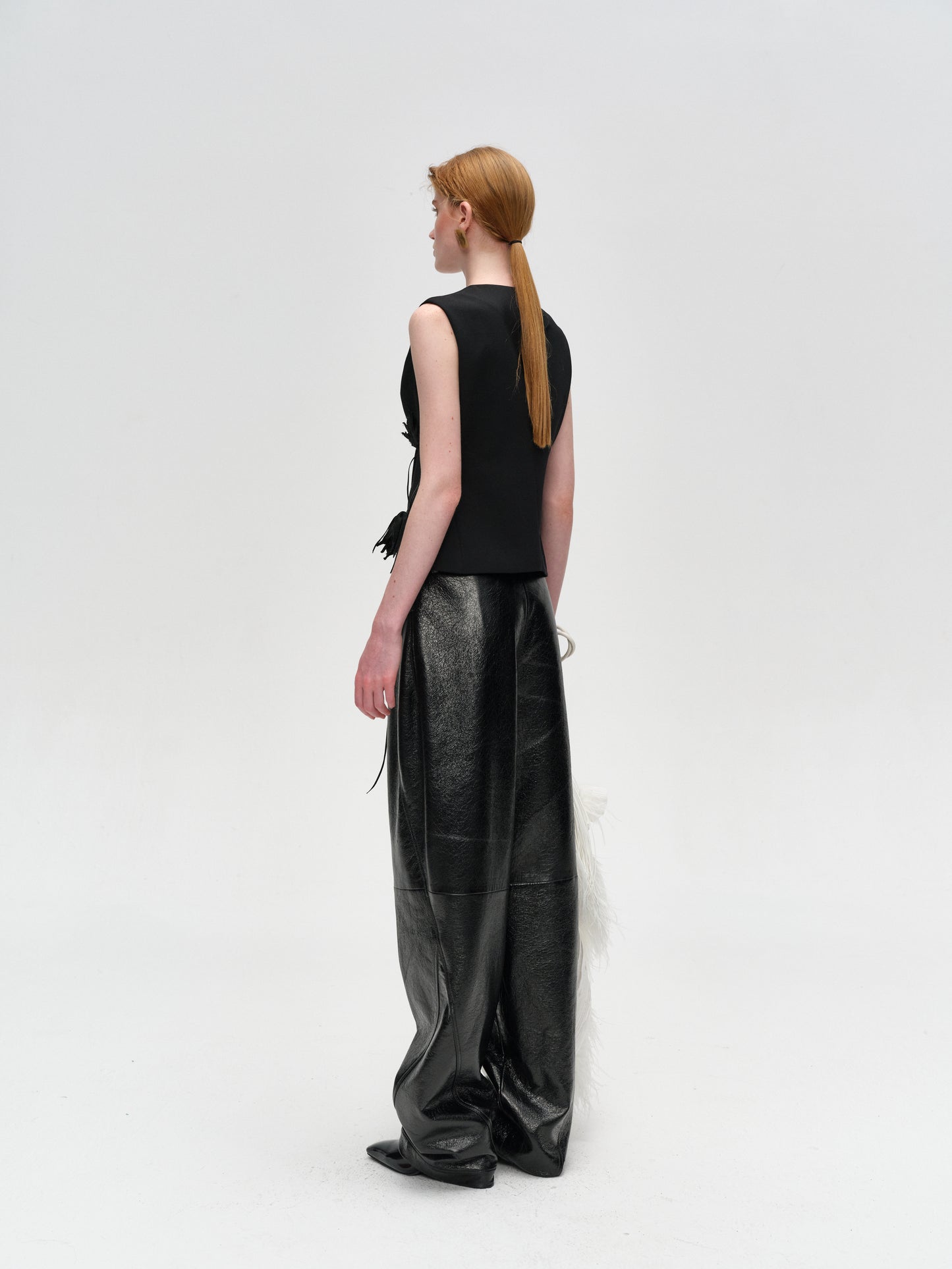 Black Distressed Lamb Leather Pants