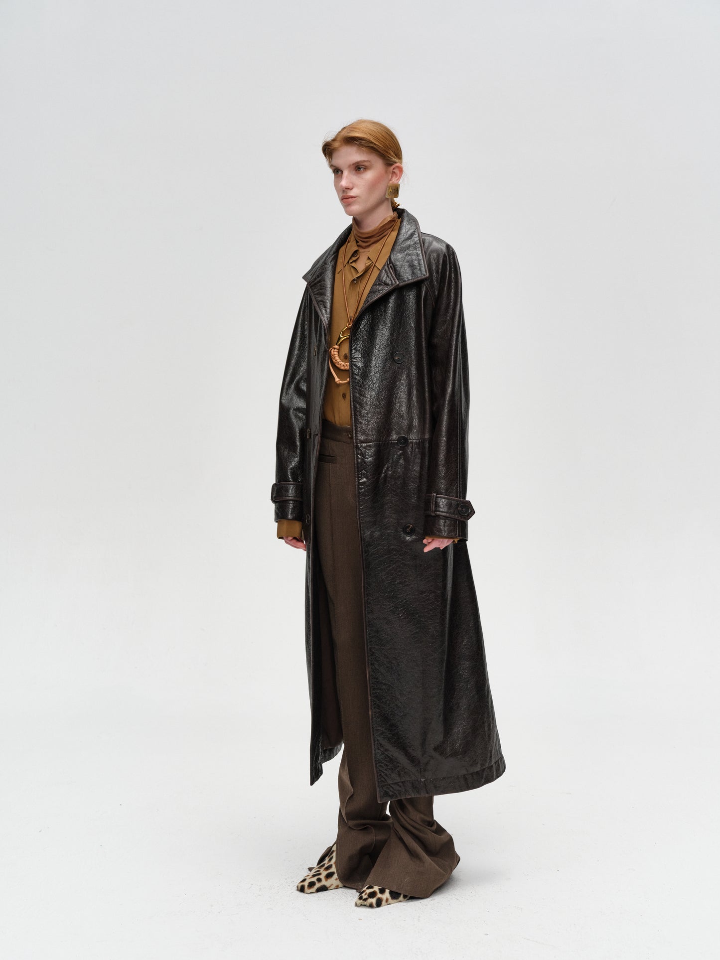 Dark Brown Vintage Texture Lamb Leather Jacket