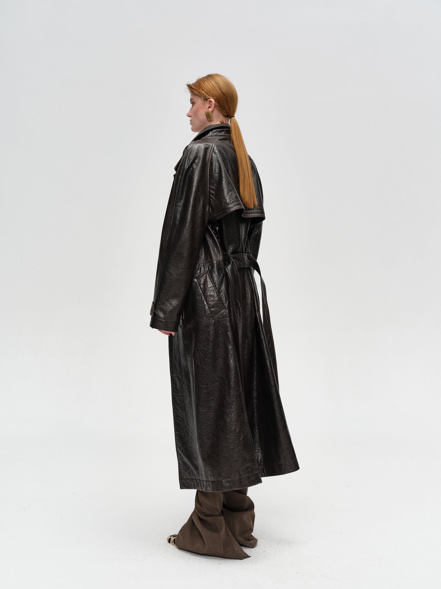 Dark Brown Vintage Texture Lamb Leather Jacket