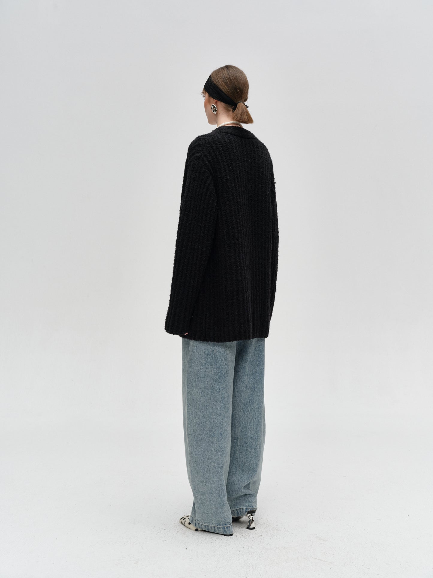 Black Lazy Knit Cardigan