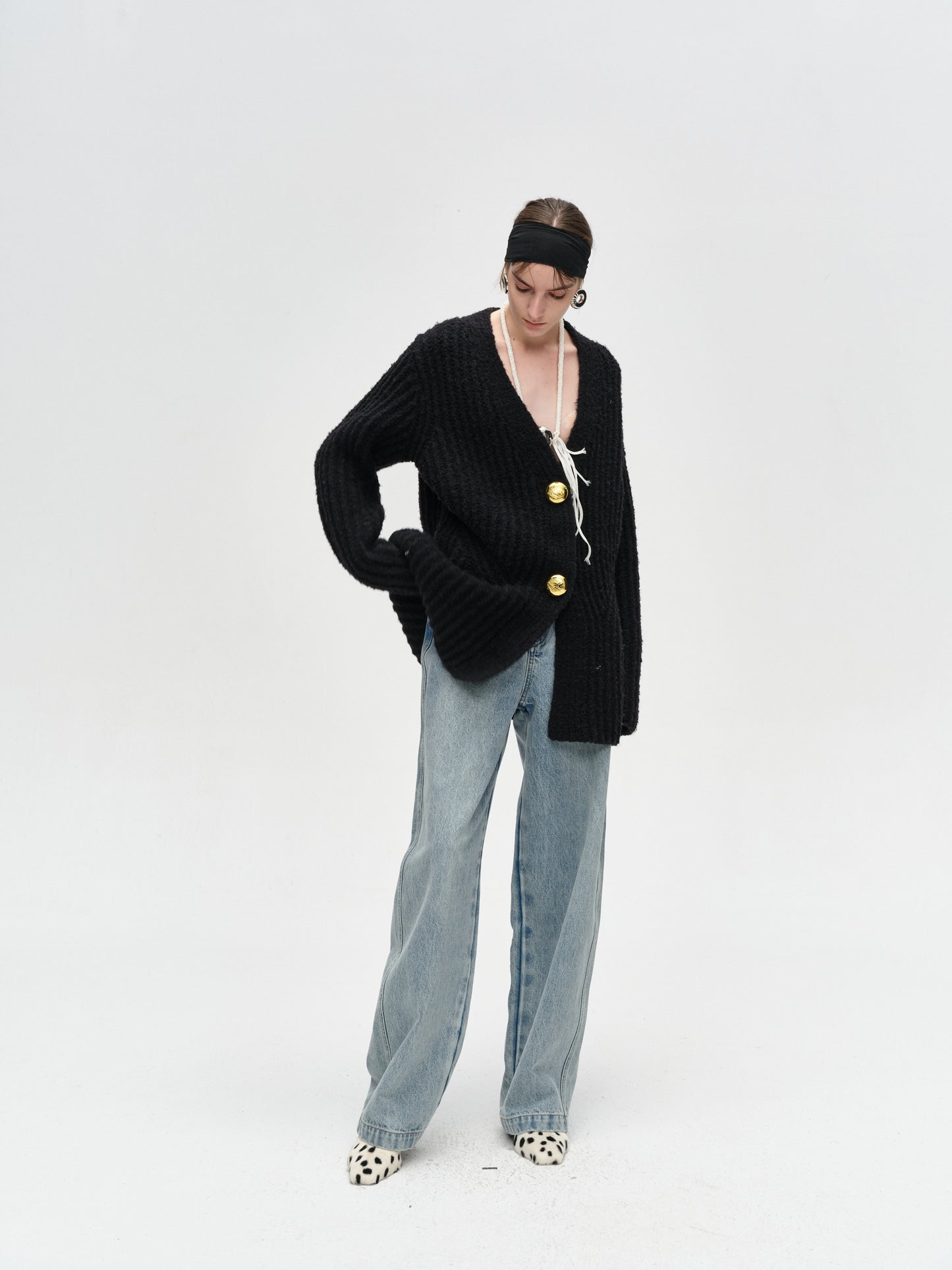 Black Lazy Knit Cardigan