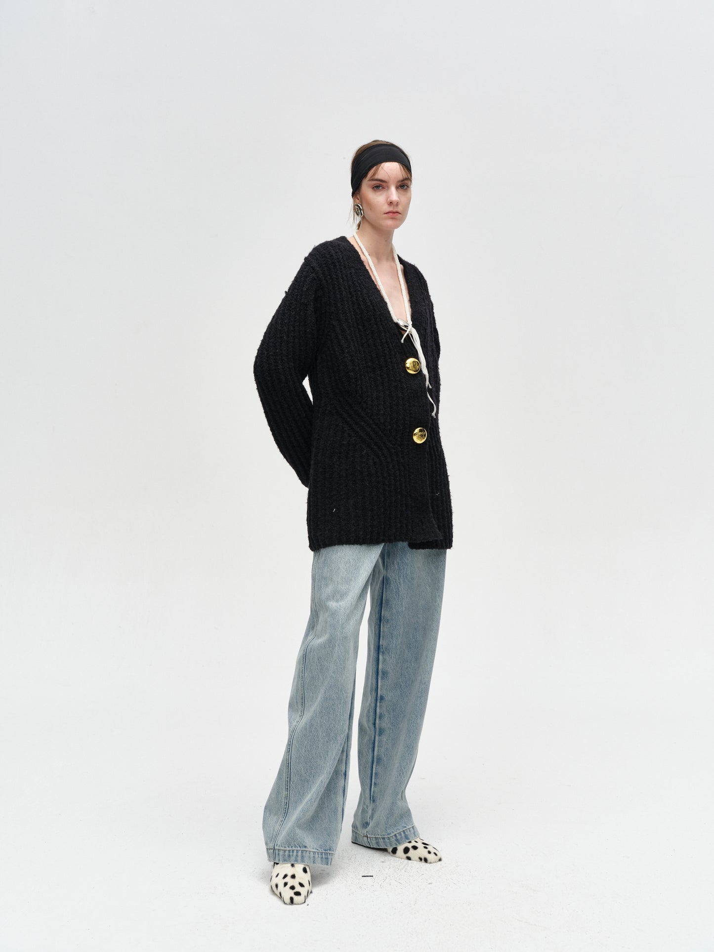 Black Lazy Knit Cardigan