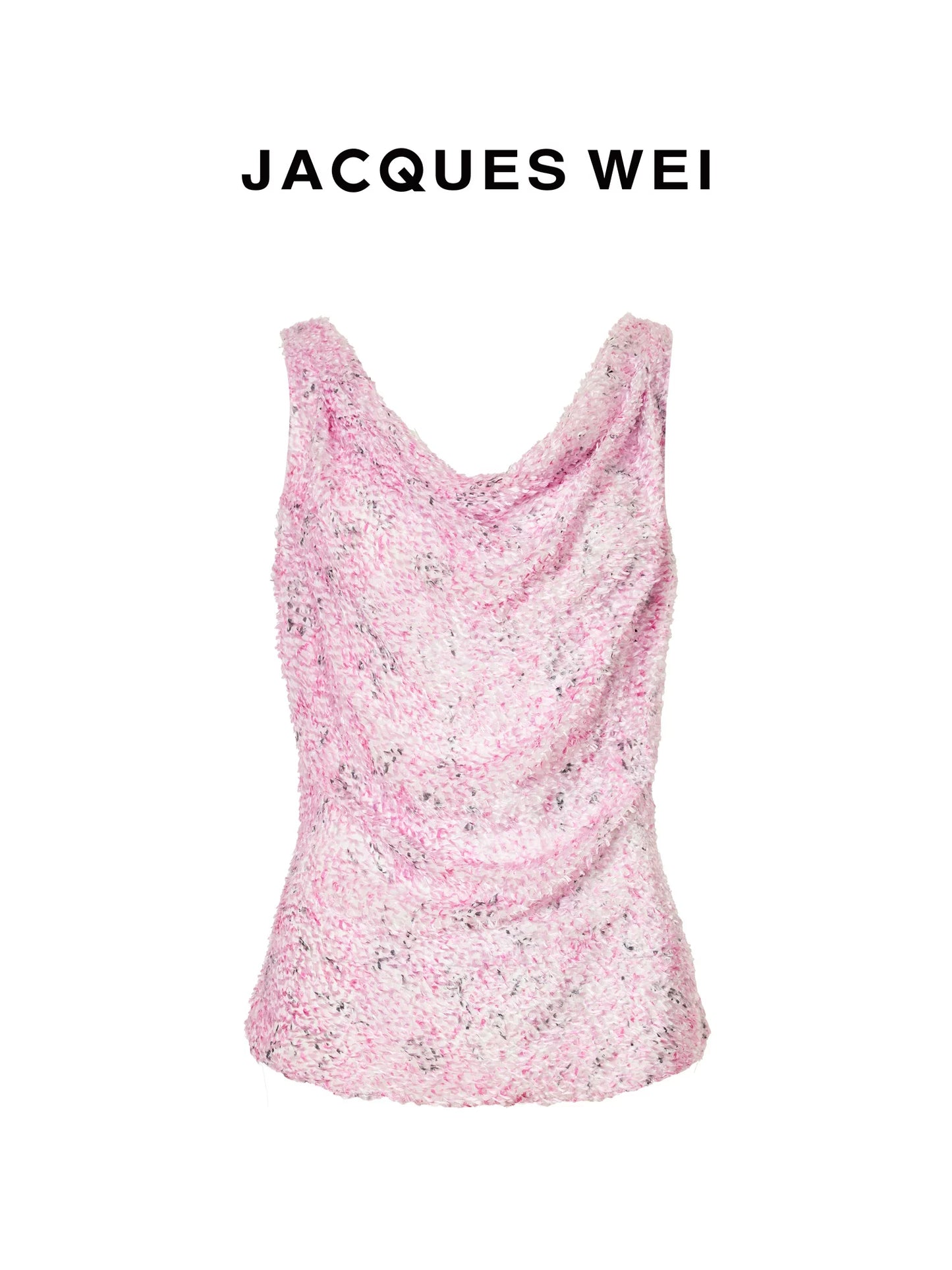 Pink Frayed Silk-Blend Scoop-Neck Tank Top