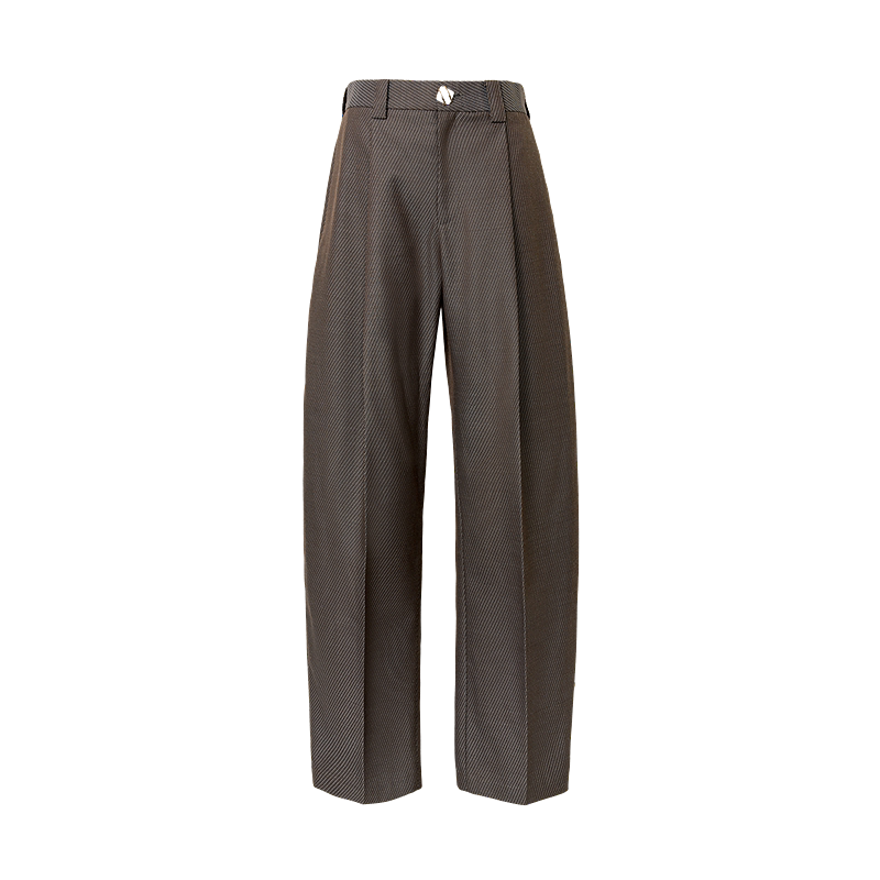 Pewter Grey Wool Blend Pinstripe Trousers