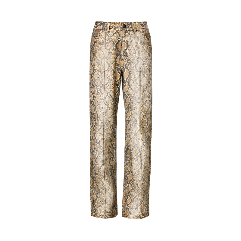 Vintage Snake Print Straight-Leg Trousers