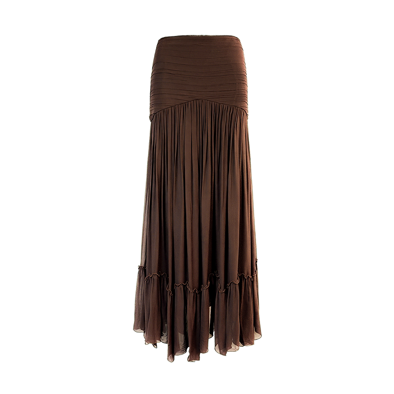 Pressed Pleat A-Line Midi Skirt