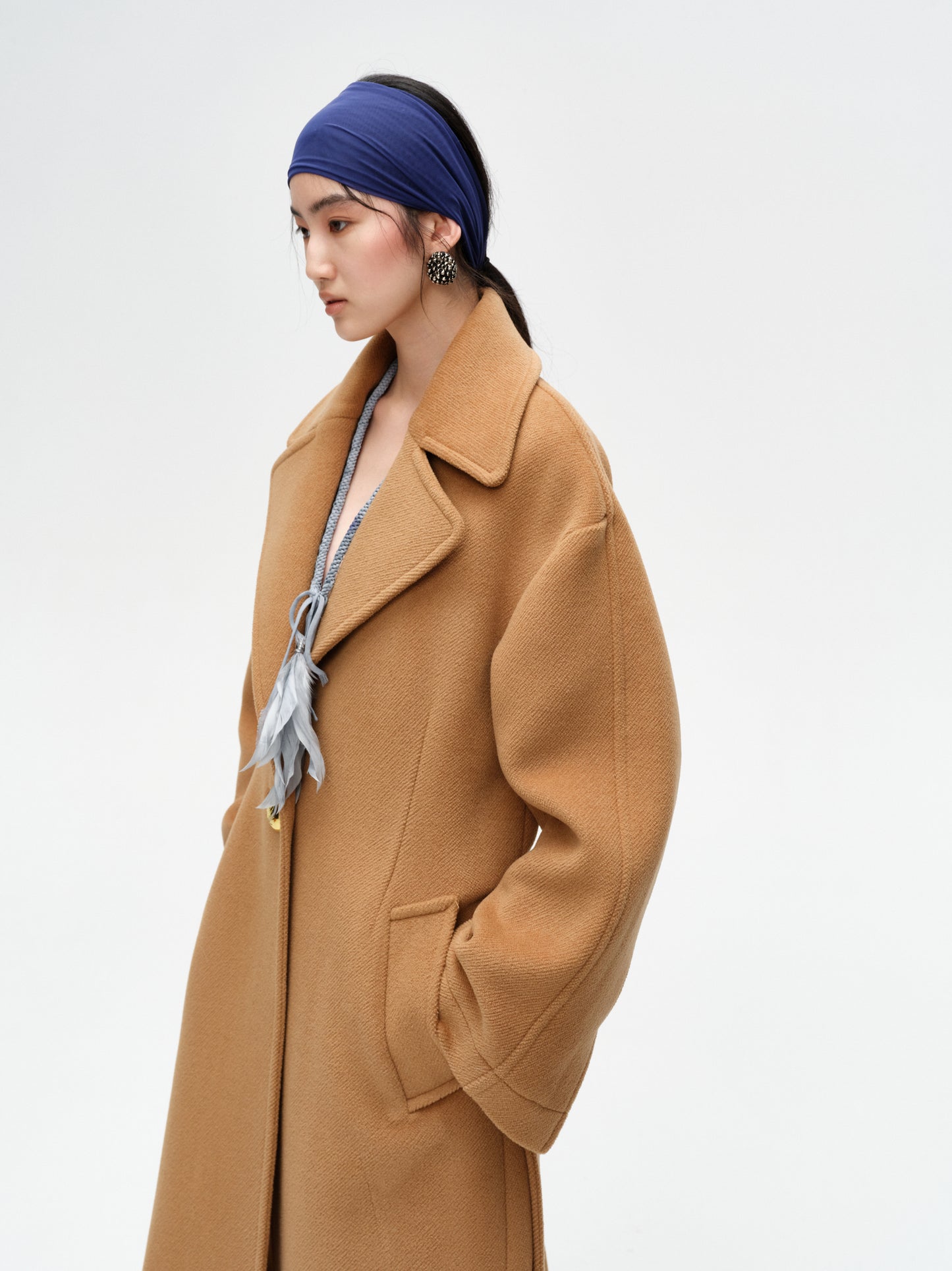 Brown One-Button Lamb Wool Coat