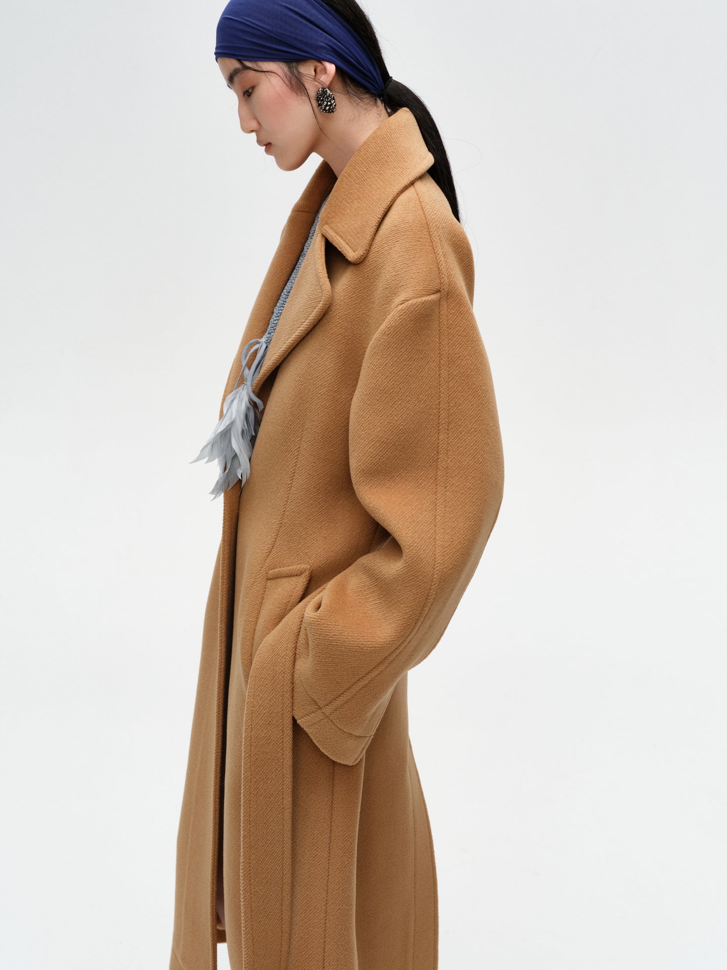 Brown One-Button Lamb Wool Coat