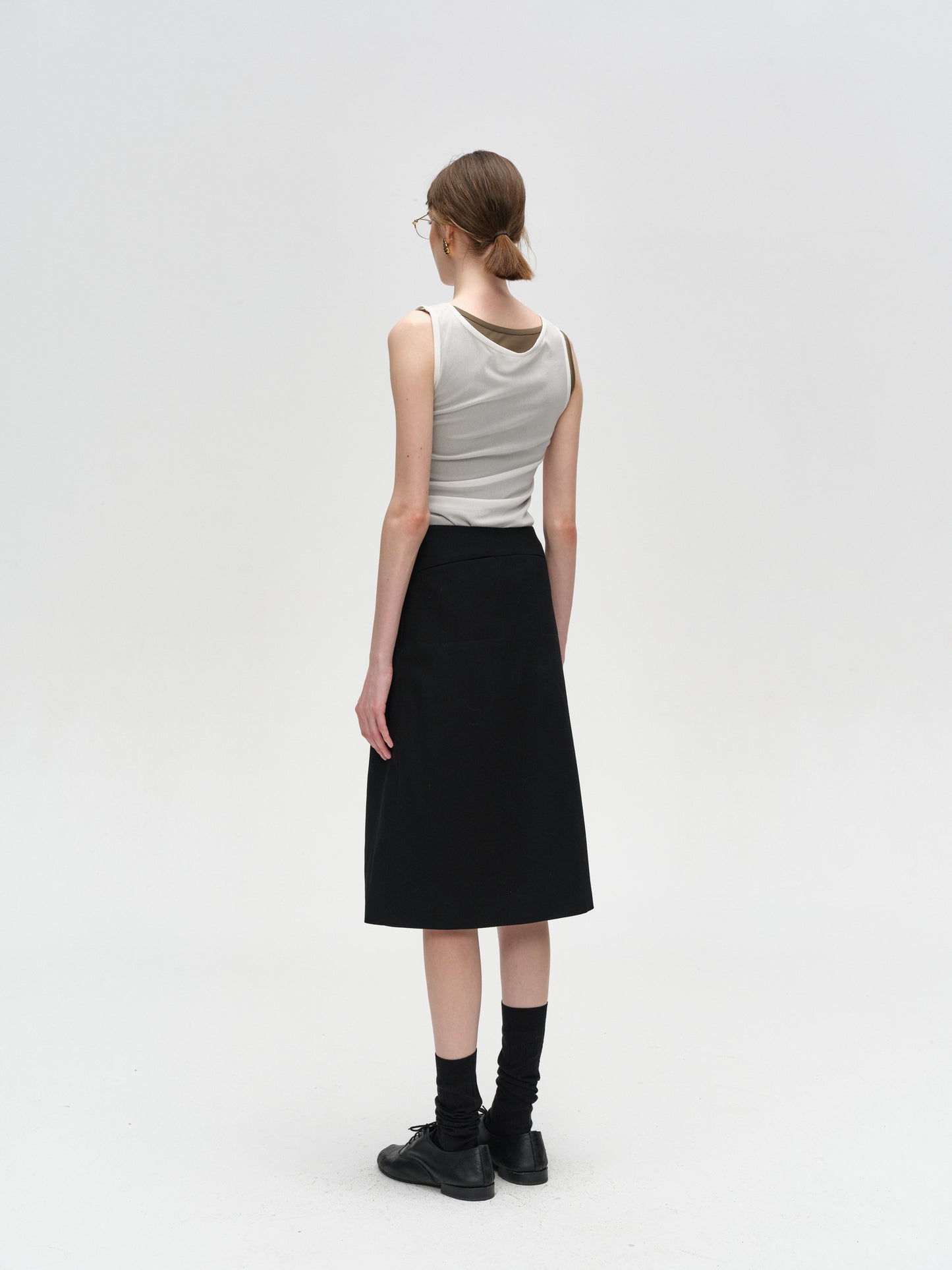 Black Hand-Embroidered Shine Skirt