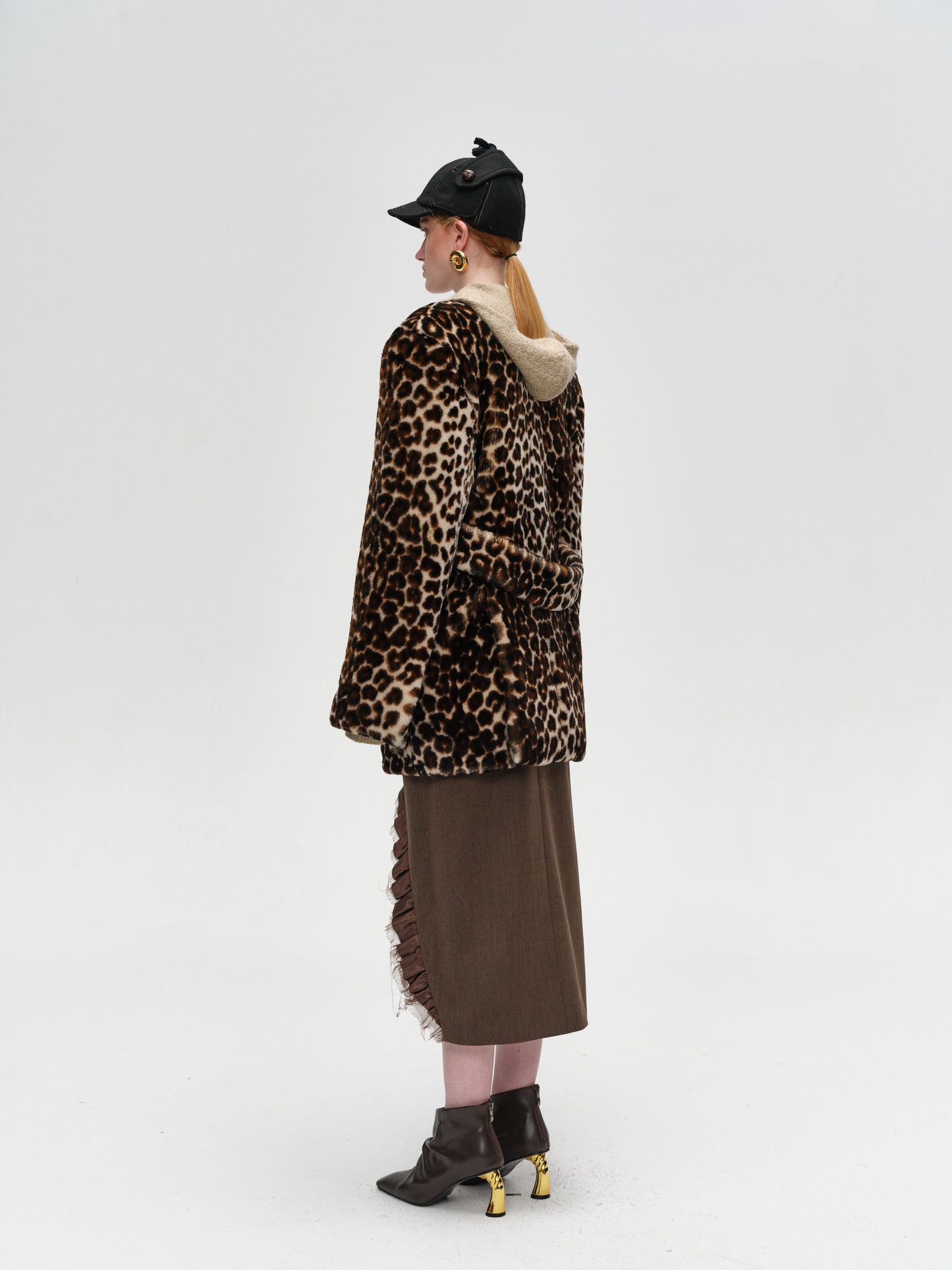 Vintage Leopard Print Fur One-Piece Coat