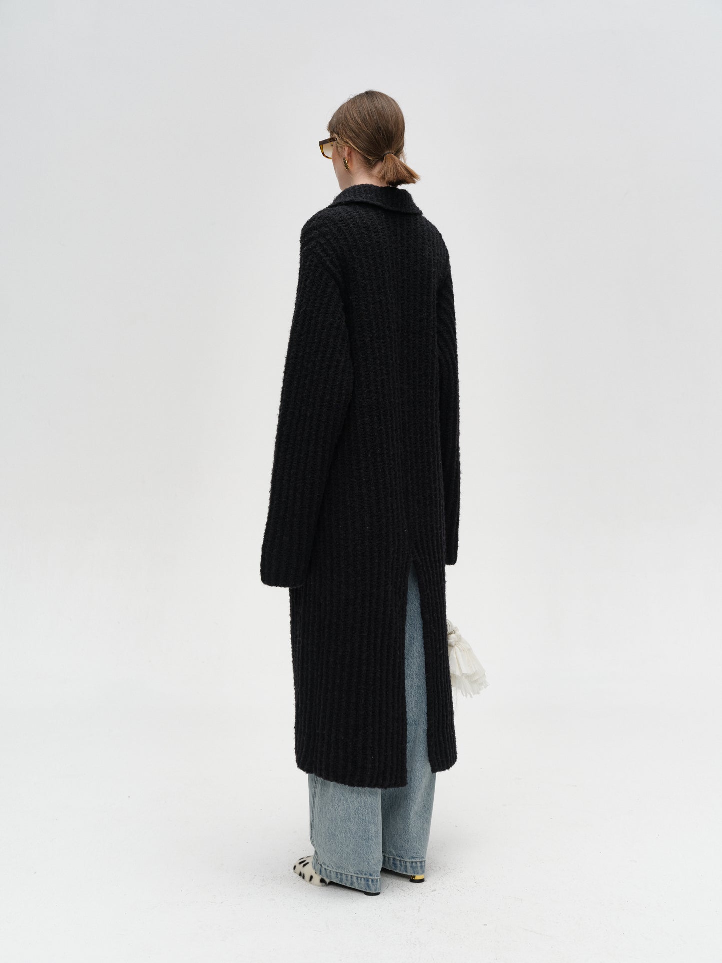 Black Lazy Long Knit Cardigan