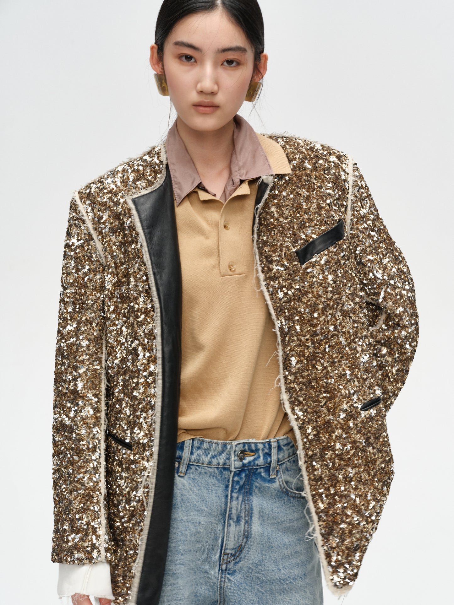 Gold Metallic Foil Embellished Western Coat