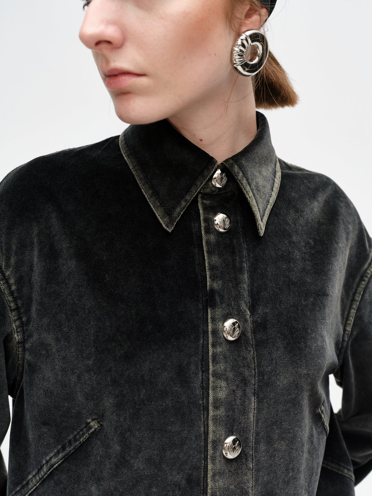 Black Vintage Velvet Shirt