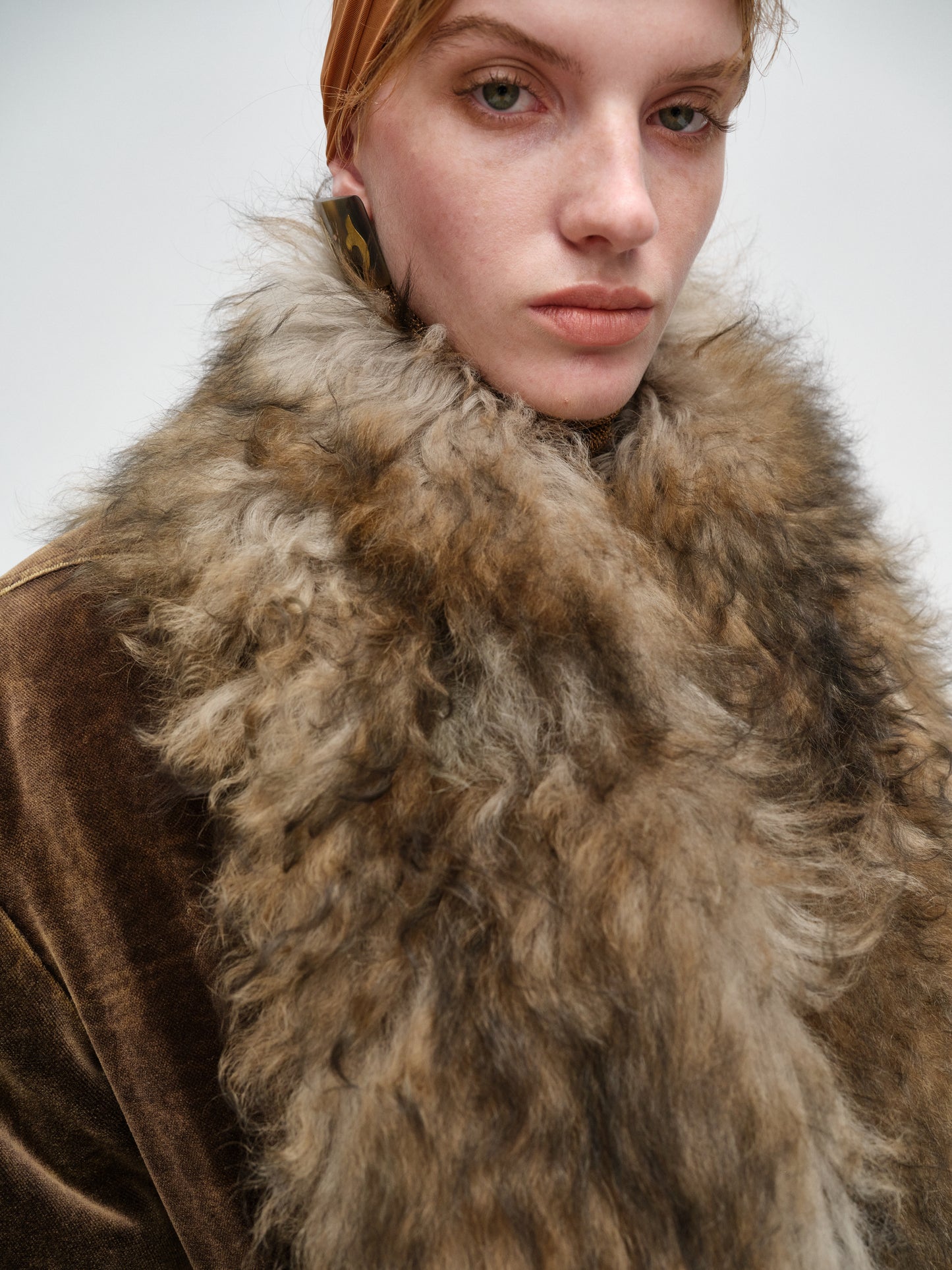 Deep Brown Vintage Fur Collar Jacket