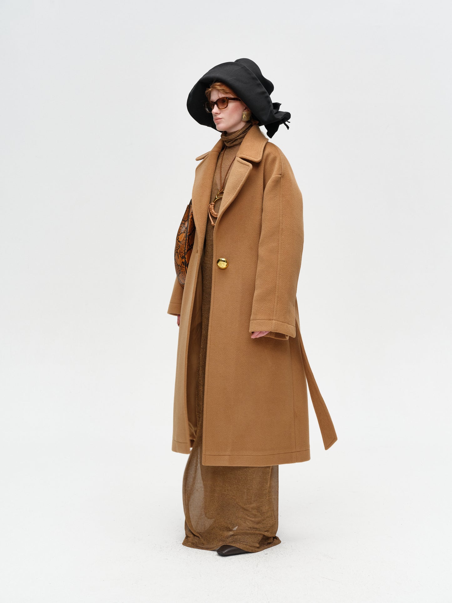 Brown One-Button Lamb Wool Coat