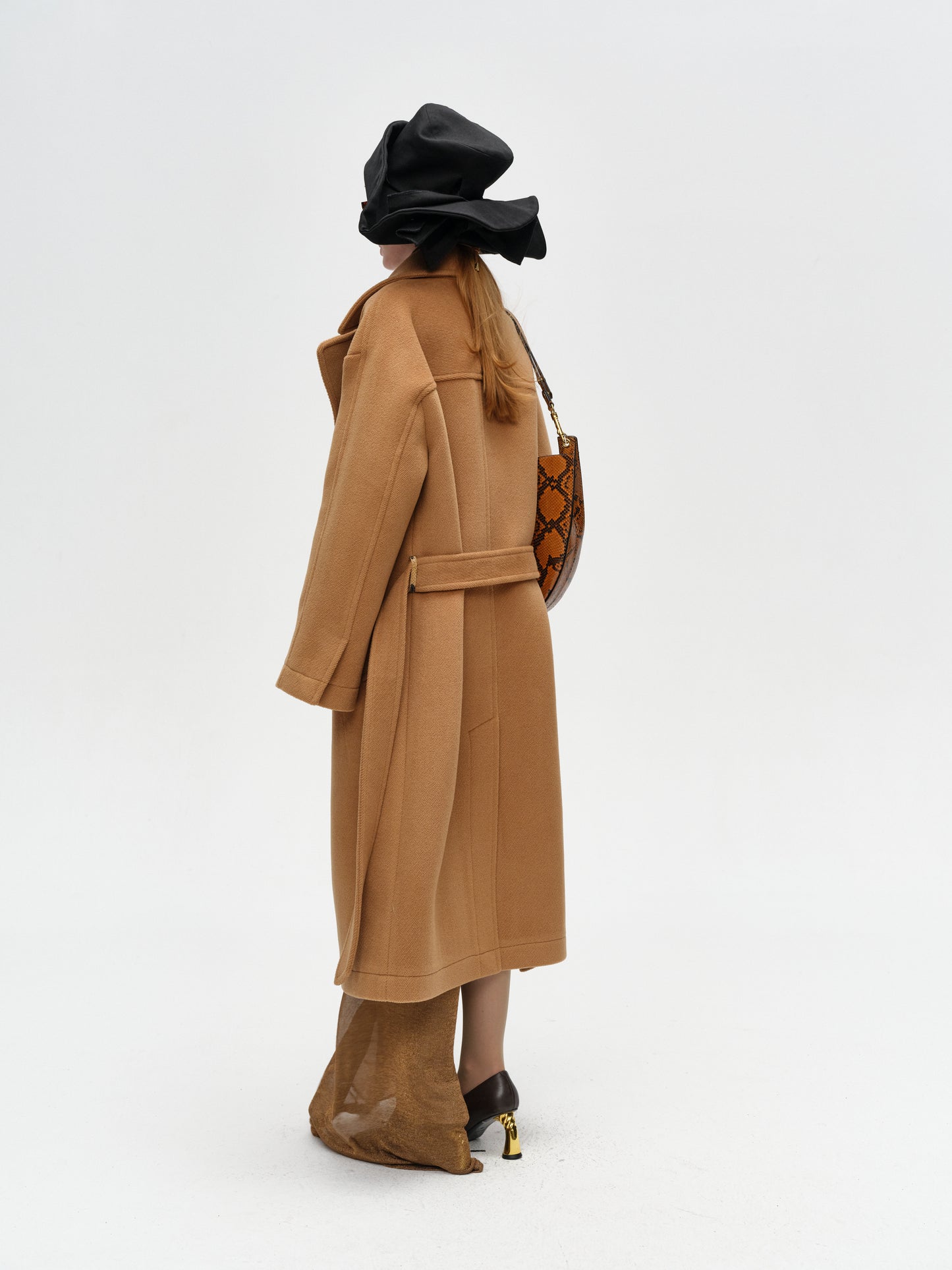 Brown One-Button Lamb Wool Coat