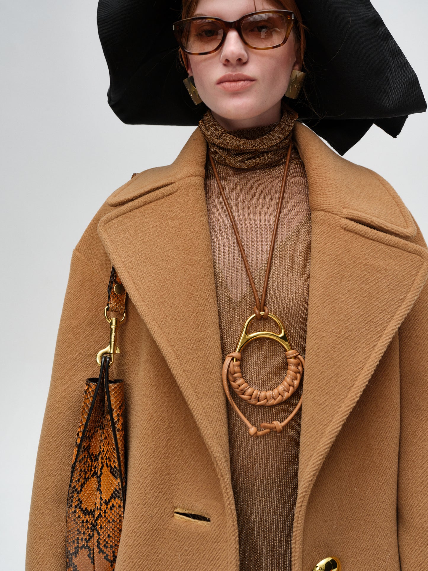 Brown One-Button Lamb Wool Coat