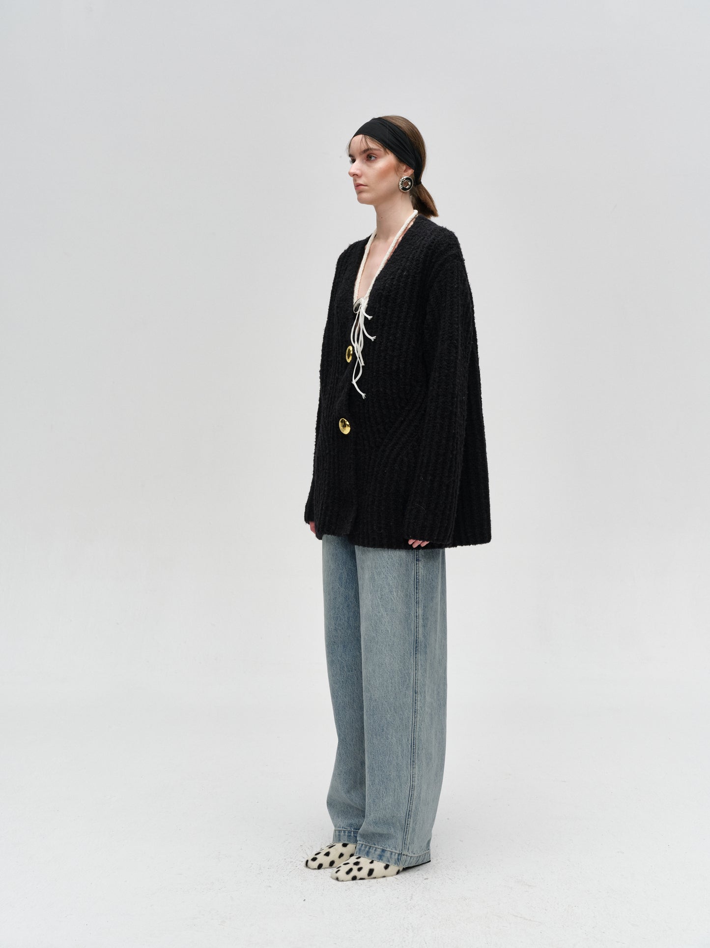 Black Lazy Knit Cardigan