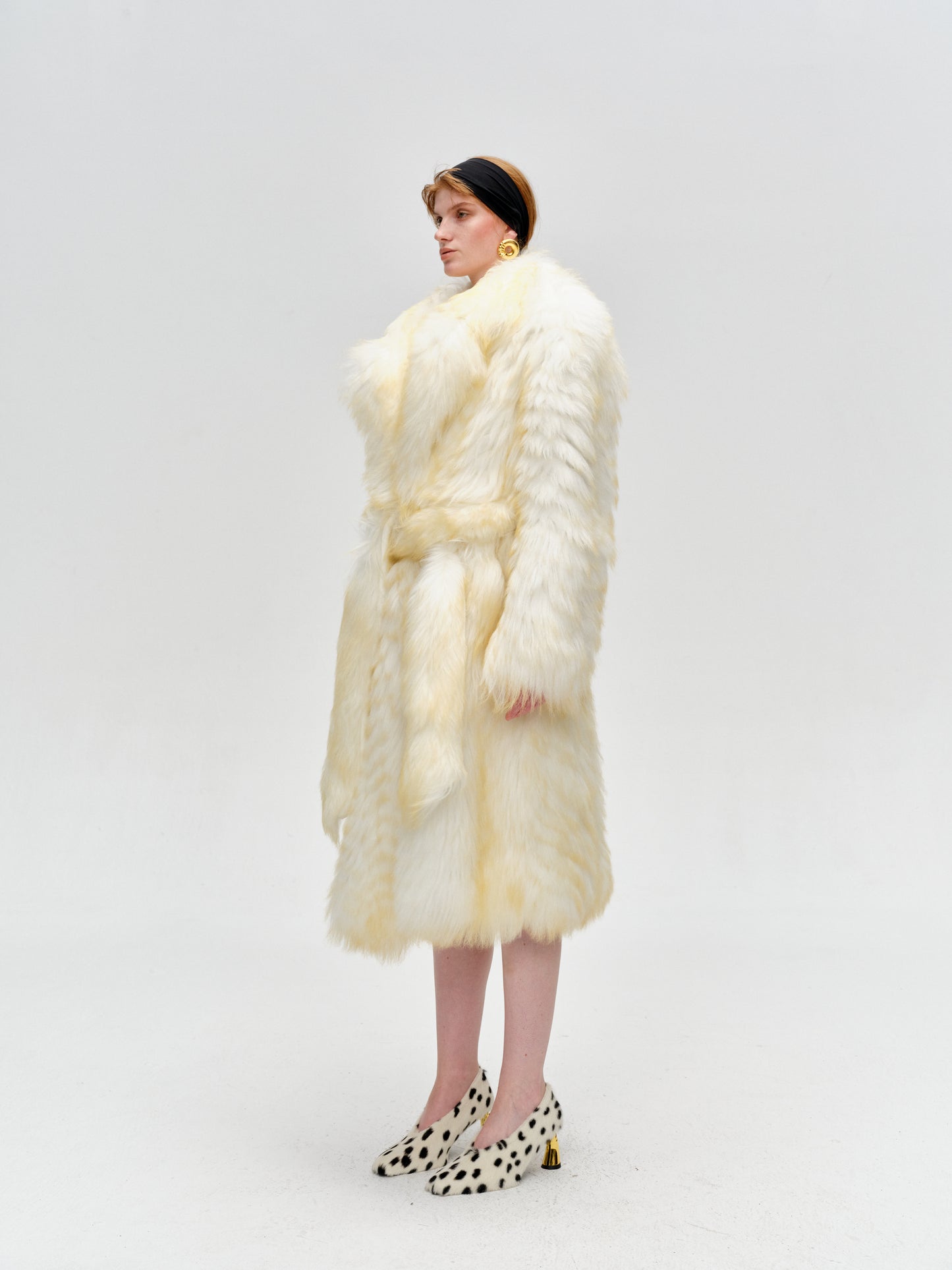 Floating Light Gold Long Lamb Leather Grass Coat