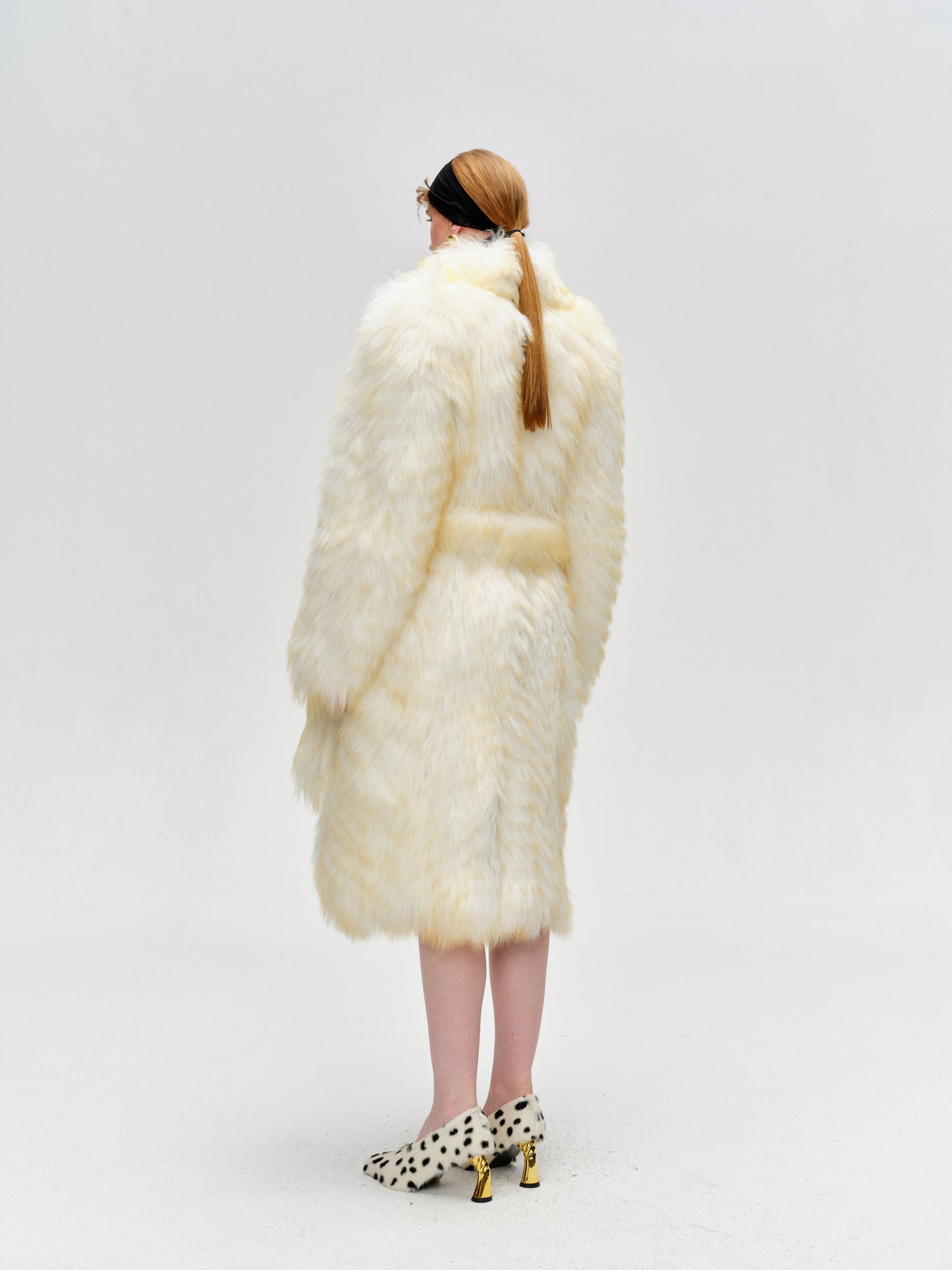 Floating Light Gold Long Lamb Leather Grass Coat