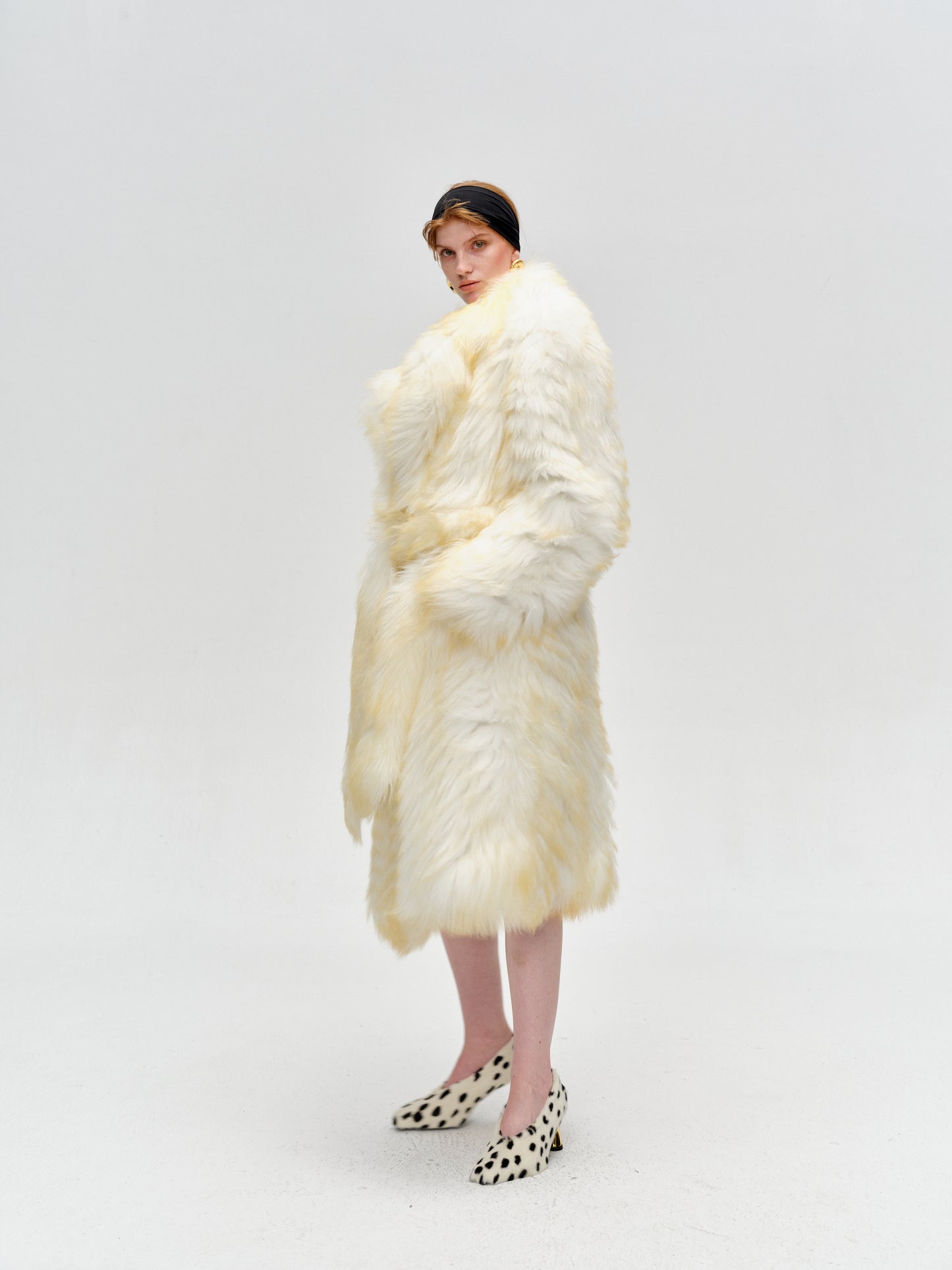 Floating Light Gold Long Lamb Leather Grass Coat