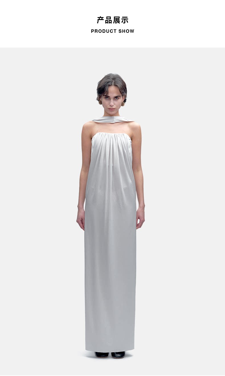 Zebra Print Embroidery Halter Open Back Dress High Sense White Gray Women Long Dress