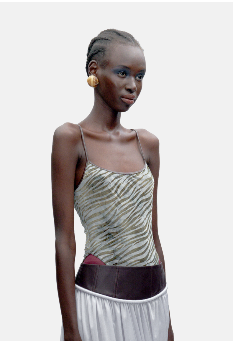 New Original Design Zebra-Print Cami Bodysuit