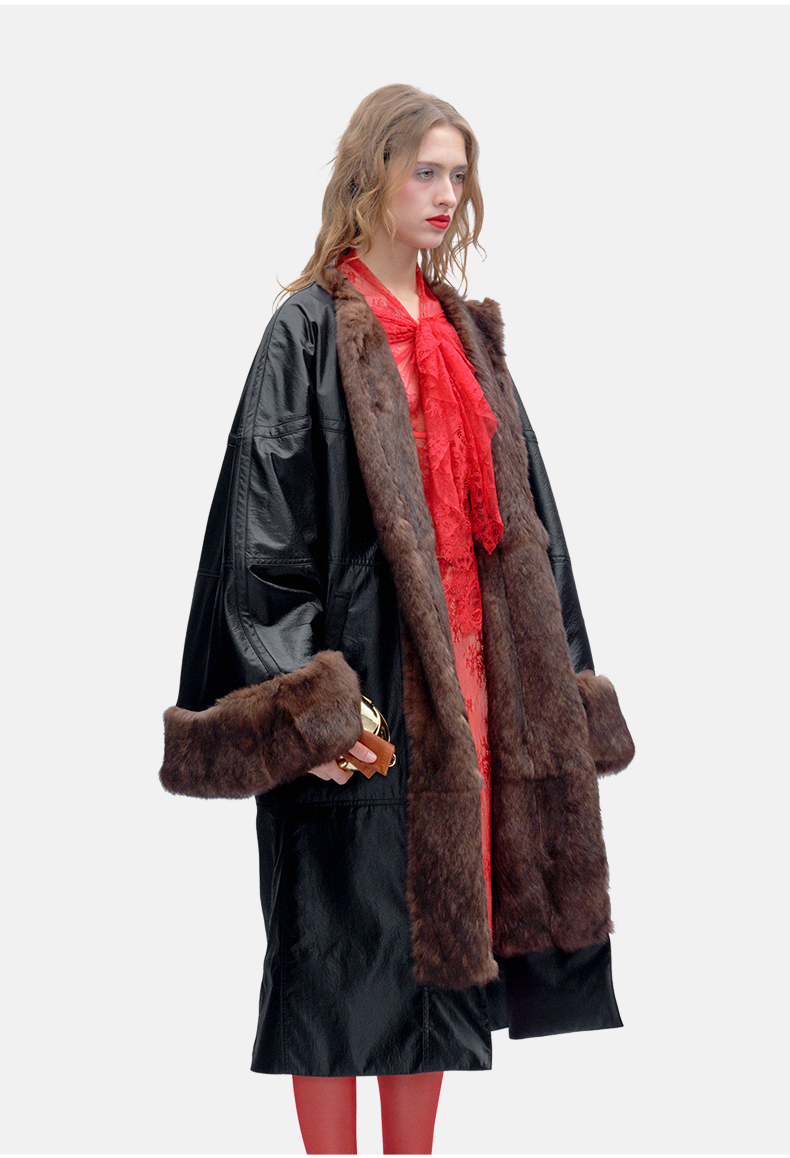 Reversible Rabbit Fur–Lined Coat