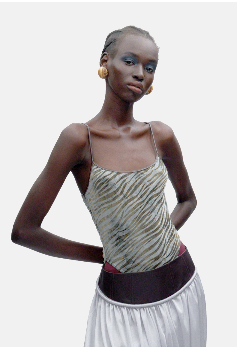 New Original Design Zebra-Print Cami Bodysuit