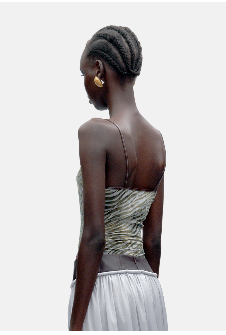 New Original Design Zebra-Print Cami Bodysuit