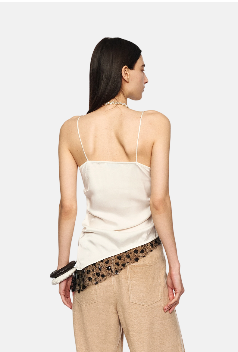 New Year Capsule Collection Draped Peplum White Lace Camisole Two-Piece Set
