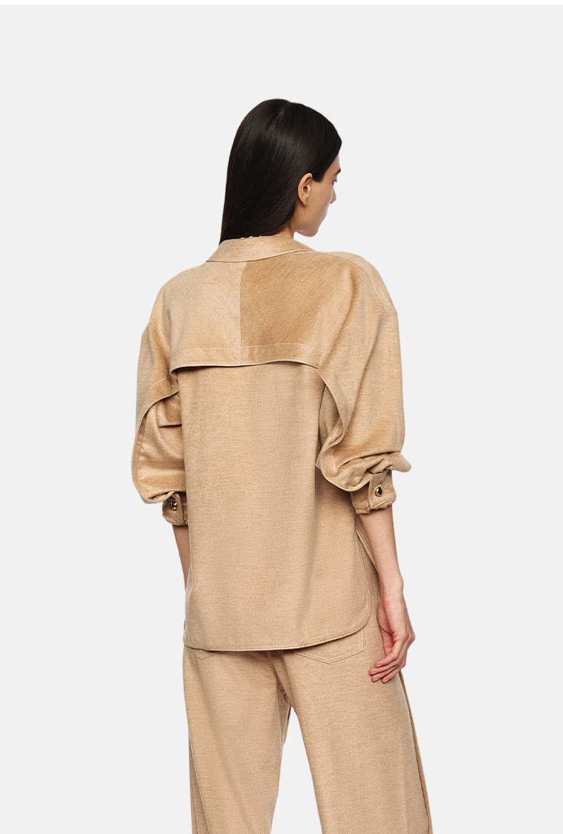 Camel Structured Wool Shirt