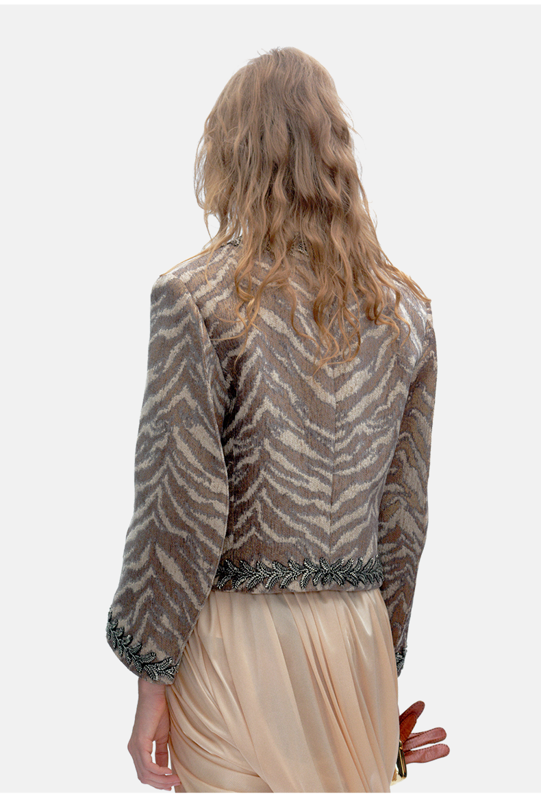 Zebra Embroidered Beaded Short Jacket (Unisex)