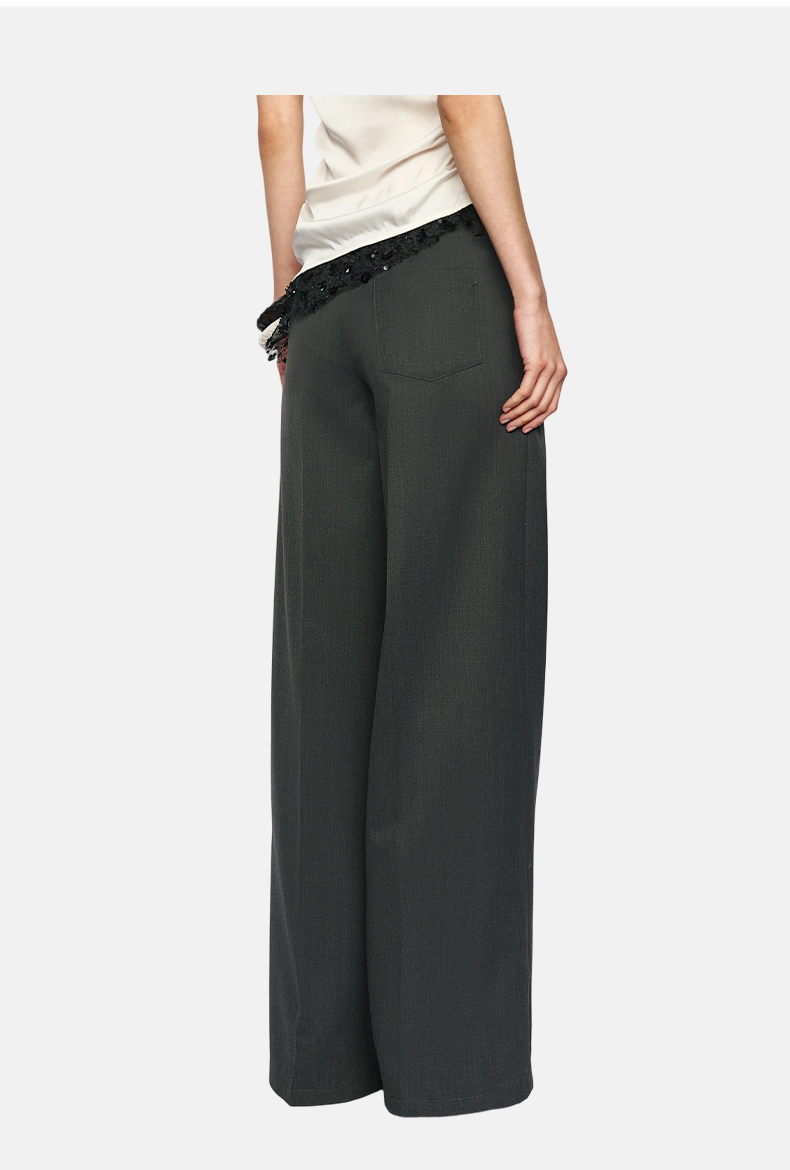 Minimalist Gray One-Seam Trousers with Gold Buttons