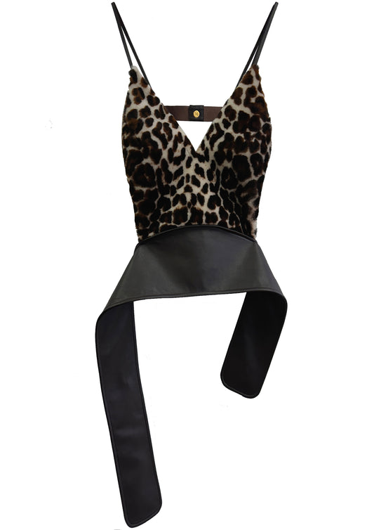 Leopard Print Shearling Camisole