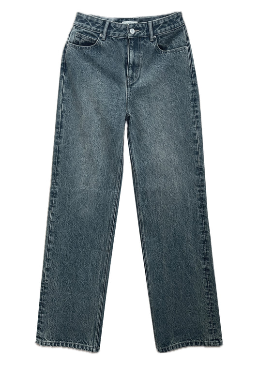 Dark Blue Vintage Wash Straight-Leg Jeans