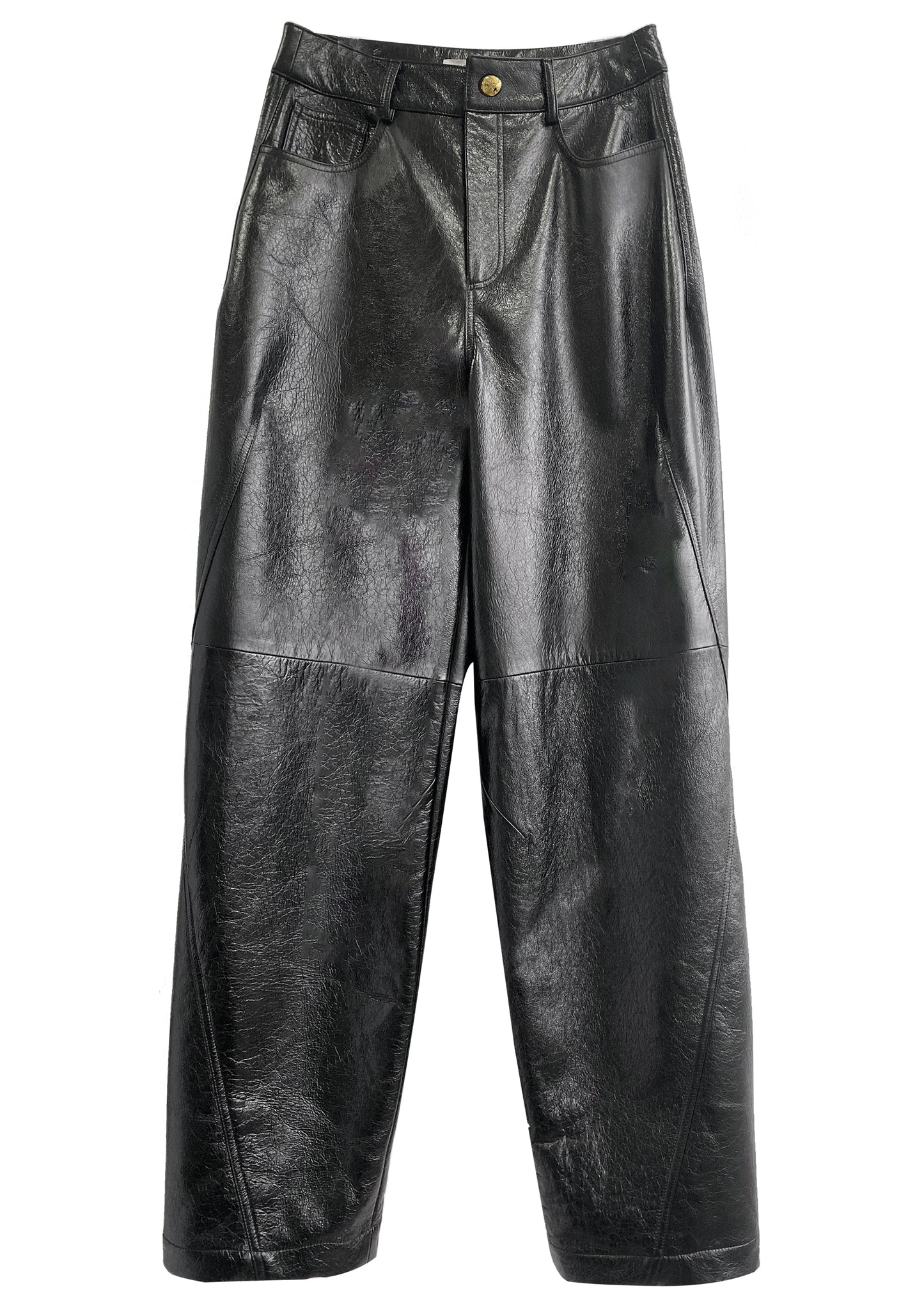 Black Distressed Lamb Leather Pants
