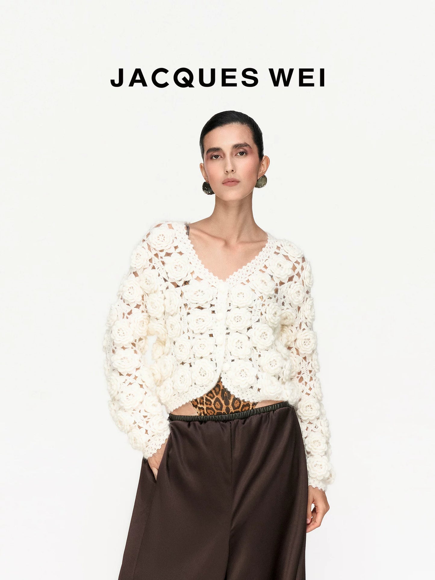 Rose Floral Crochet Mohair Cardigan