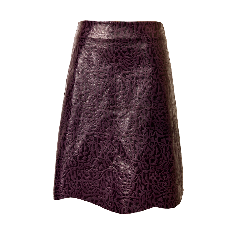 Deep Purple Lambskin Leather Skirt