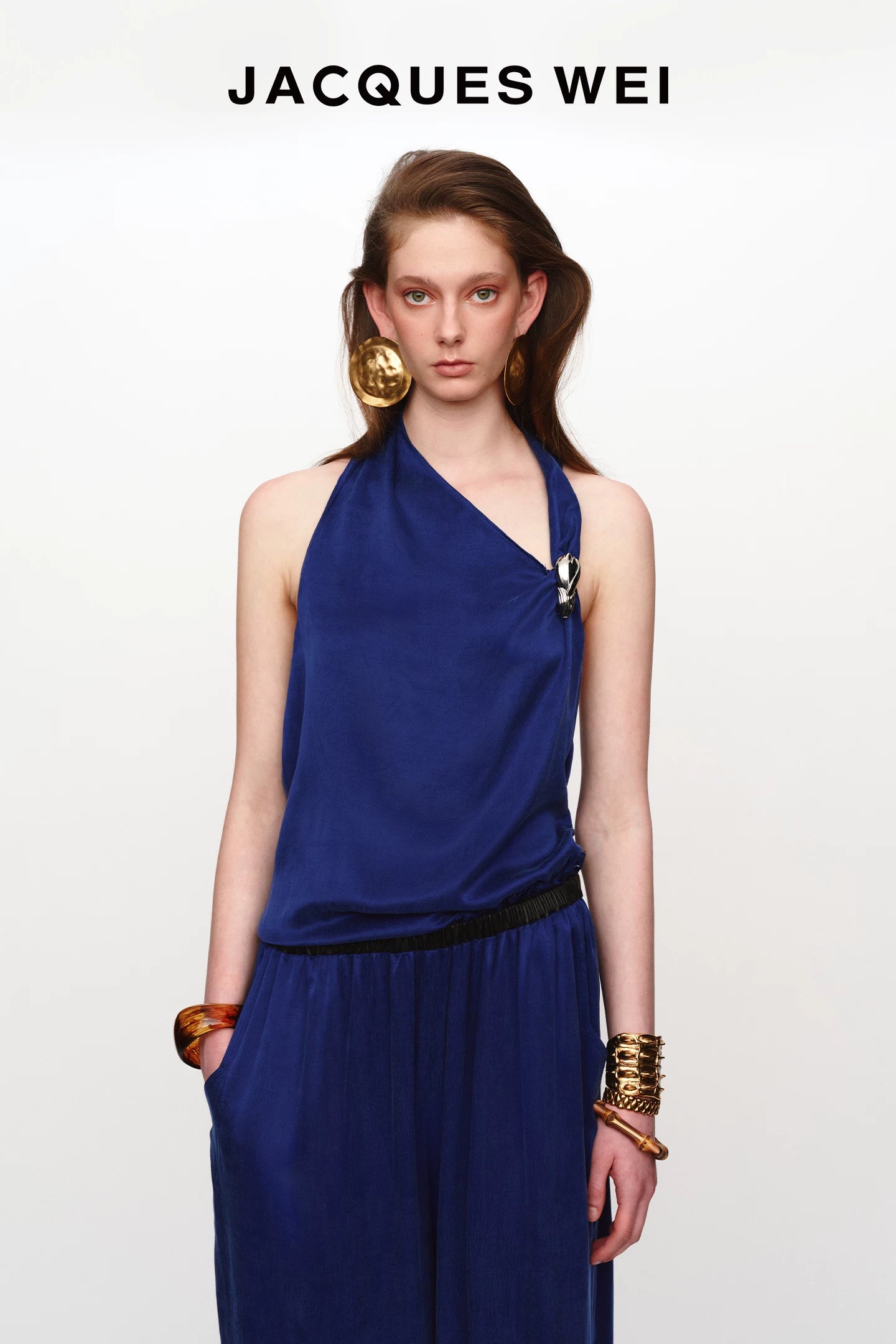 Sapphire Blue Draped Buckle Cami