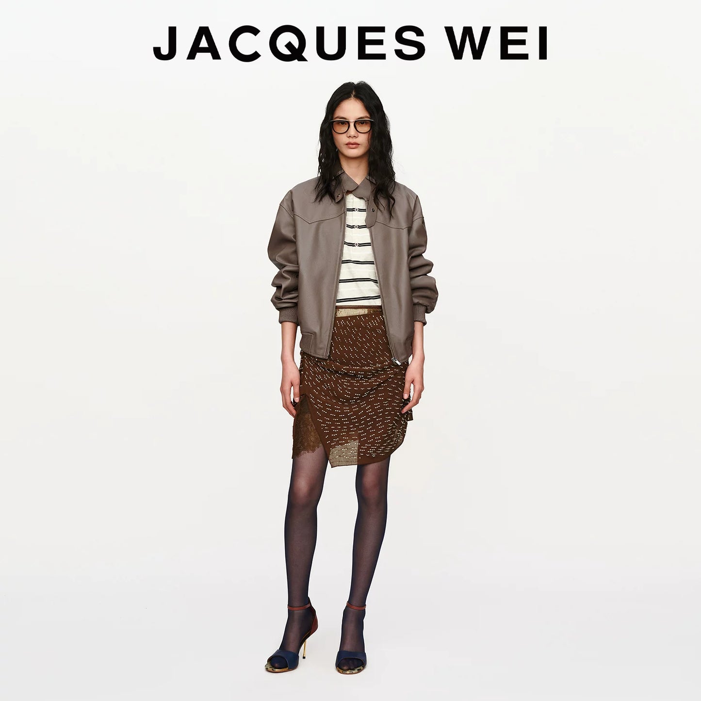 Pearl Gray Lambskin Leather Blazer Jacket
