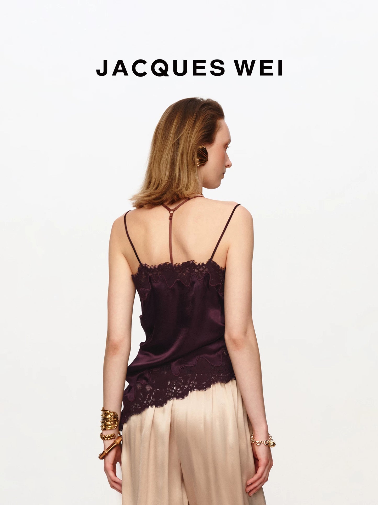 Purple Satin Lace-Up Cami