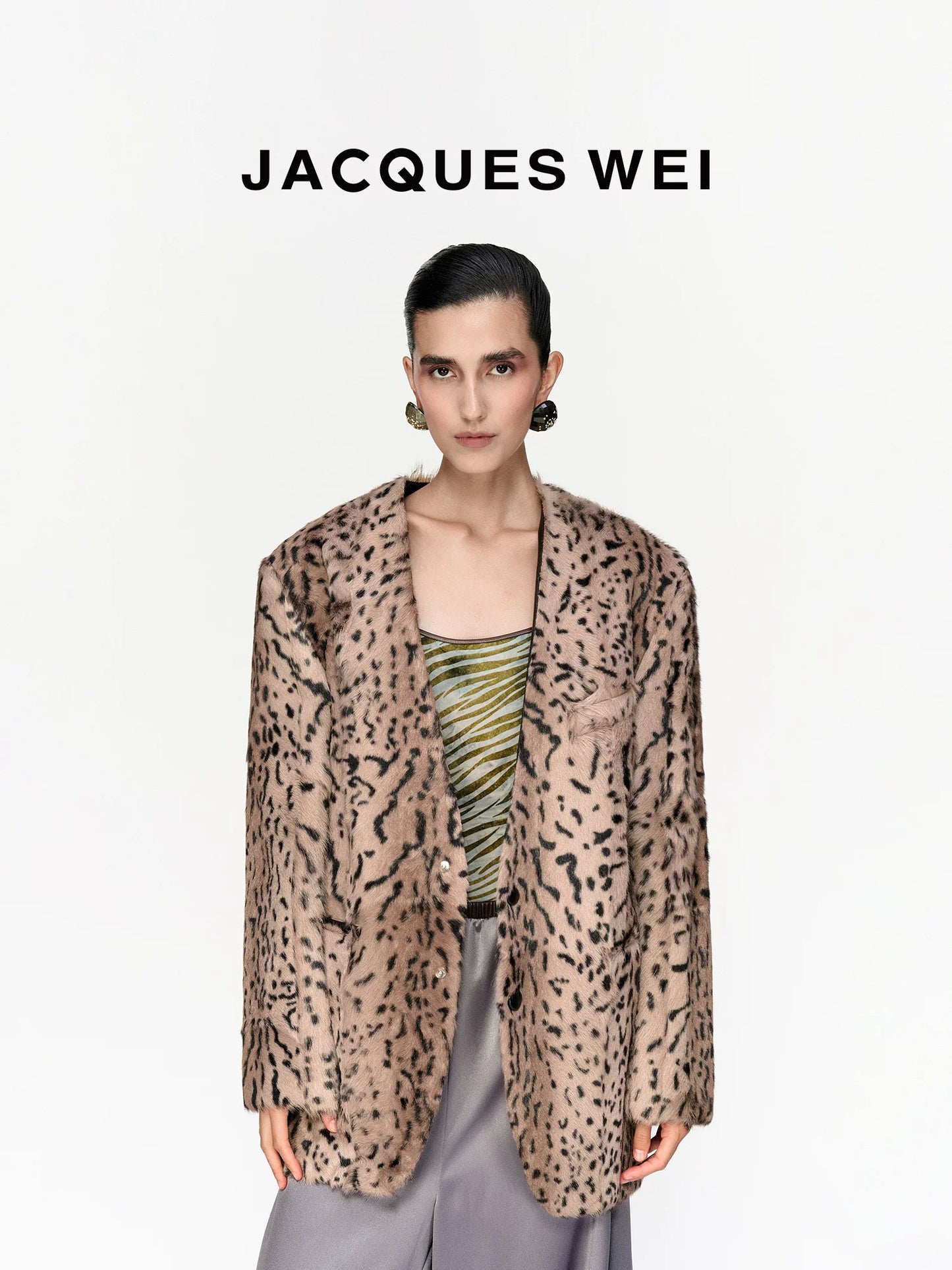 Ocelot Print Shearling Jacket