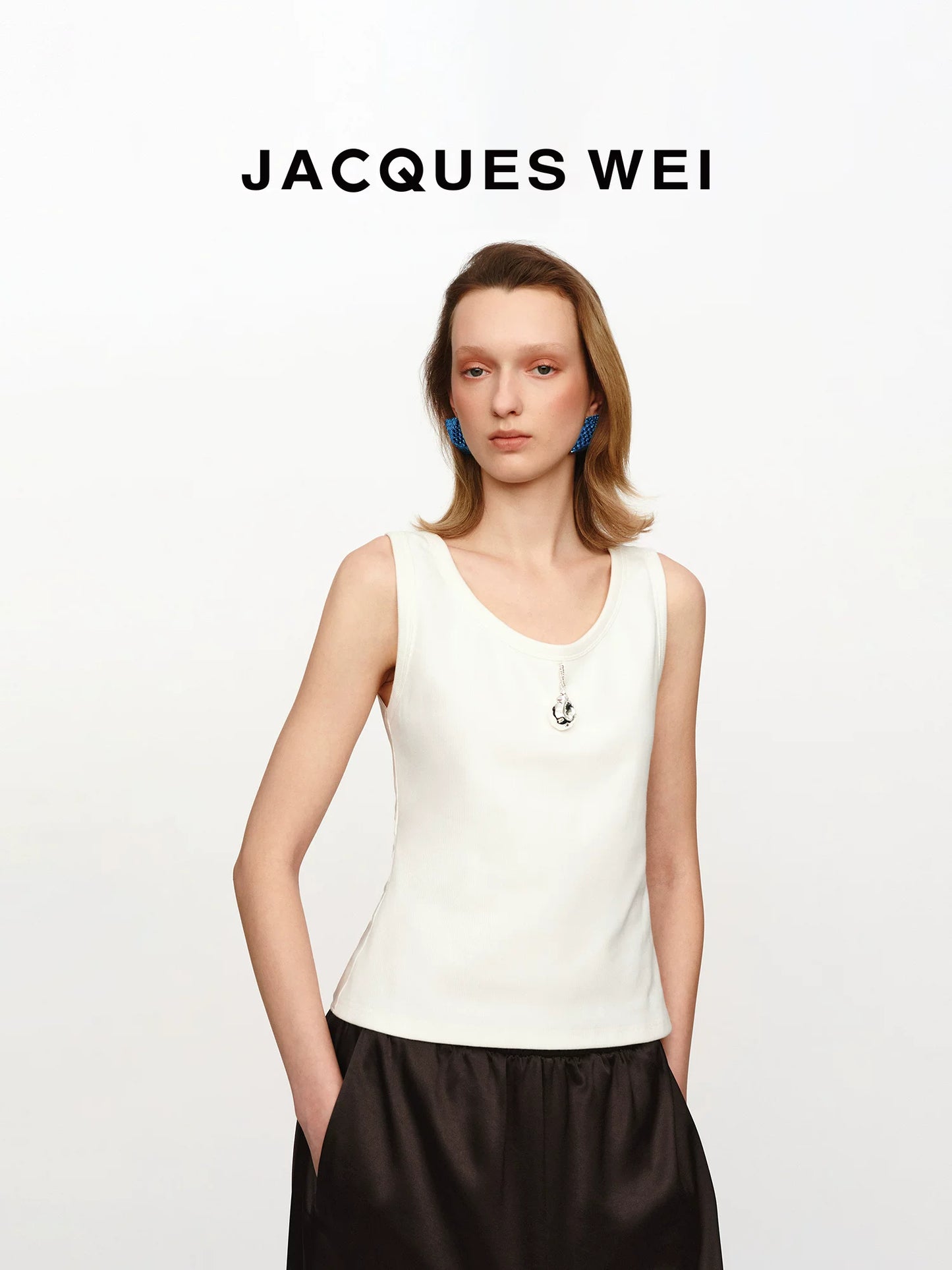 Water Drop Pendant Knit-Panel Camisole