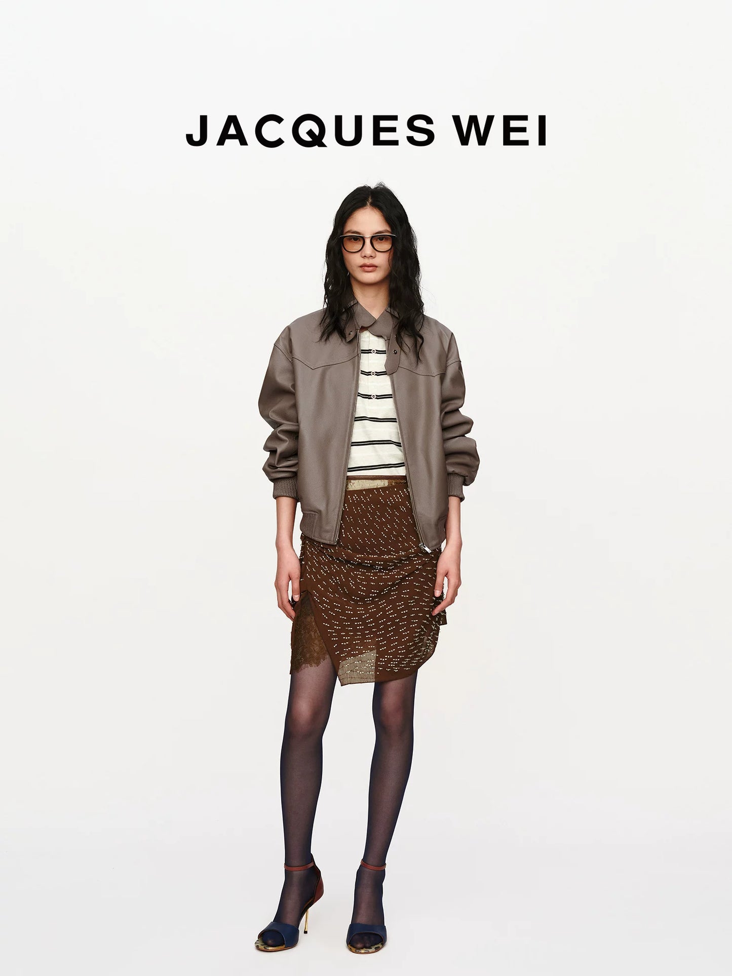 Pearl Gray Lambskin Leather Blazer Jacket