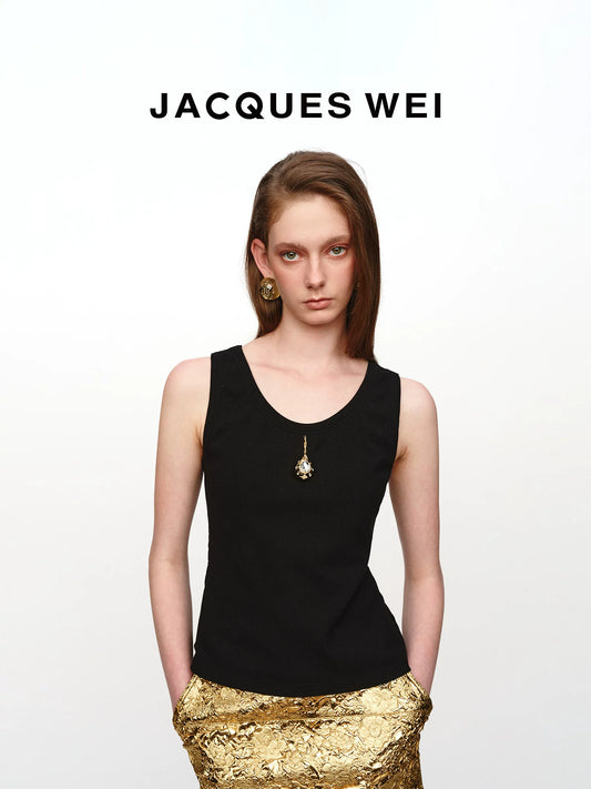 Water Drop Pendant Knit-Panel Camisole