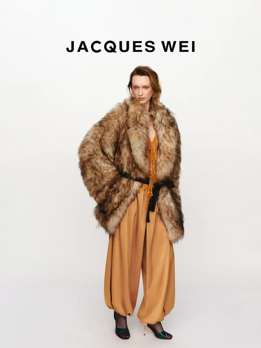 Golden Brown Draped Silk Blend Trousers