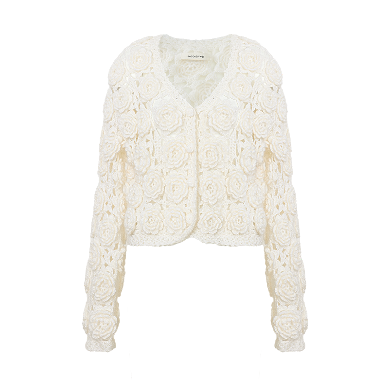 Rose Floral Crochet Mohair Cardigan