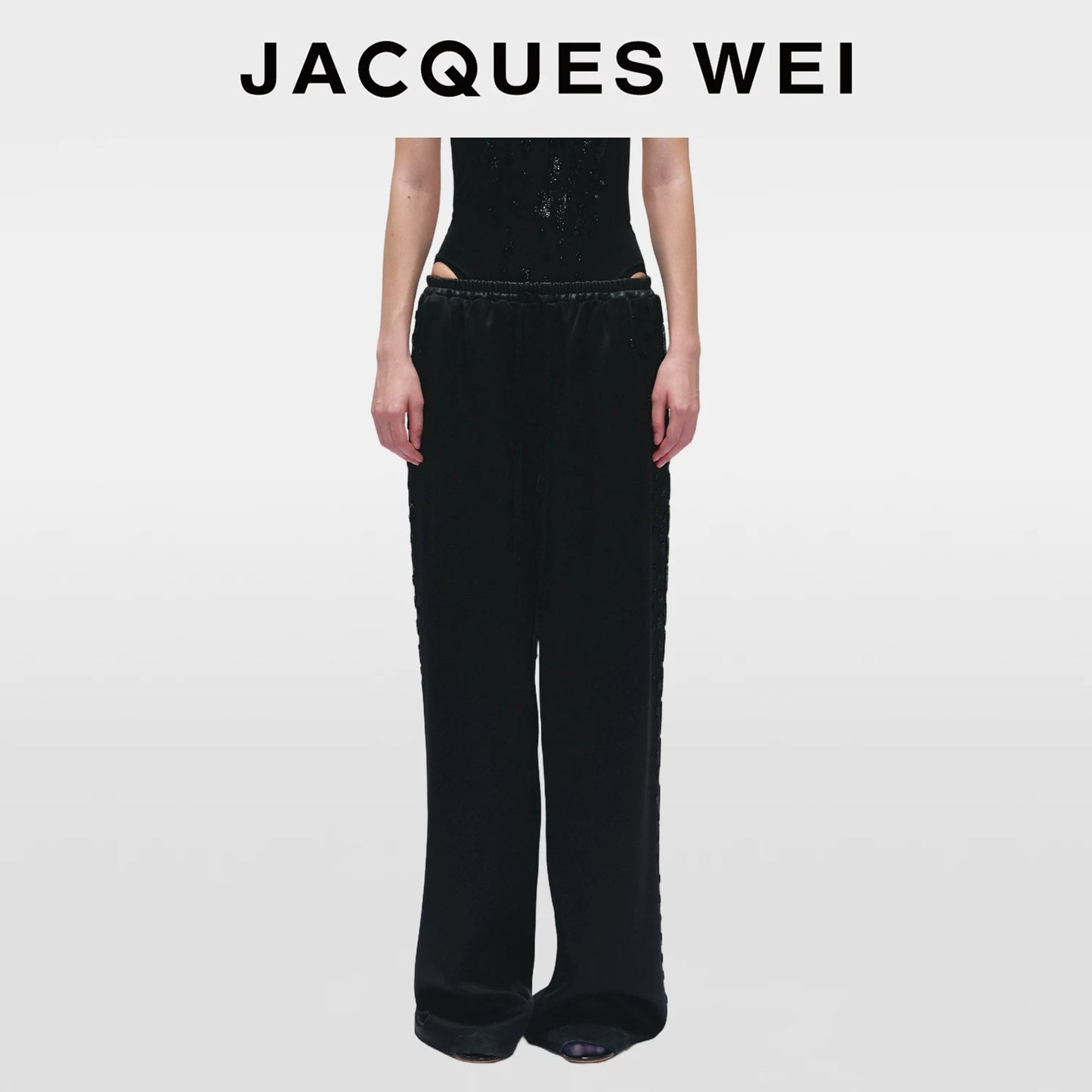 Black Snake Print Satin Wide-Leg Pants